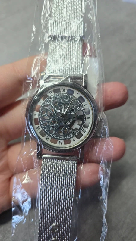 Montre homme femme neuf - cadran translucide avec engrenage - original