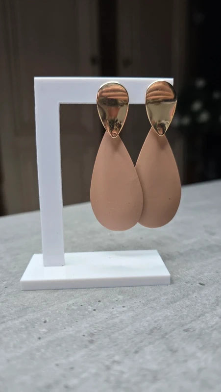 Boucles d'oreilles chic - doré beige mate - pendante longue légère