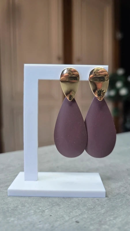Boucles d'oreilles chic - doré beige mate - pendante longue légère