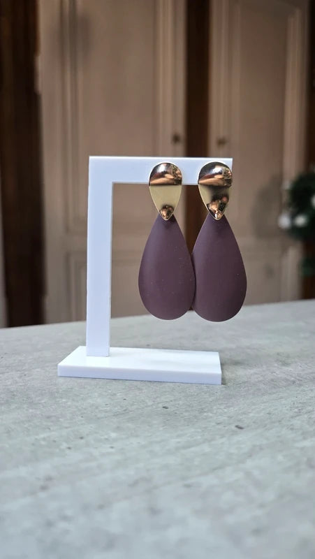 Boucles d'oreilles chic - doré beige mate - pendante longue légère