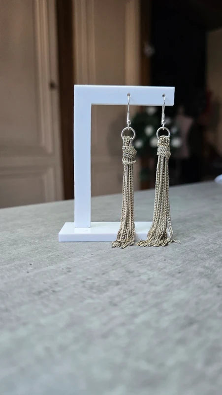 boucles d'oreilles casual - noeud en chaine - argenté - pendante légère