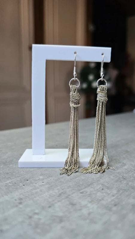 boucles d'oreilles casual - noeud en chaine - argenté - pendante légère