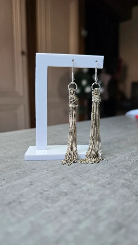 boucles d'oreilles casual - noeud en chaine - argenté - pendante légère