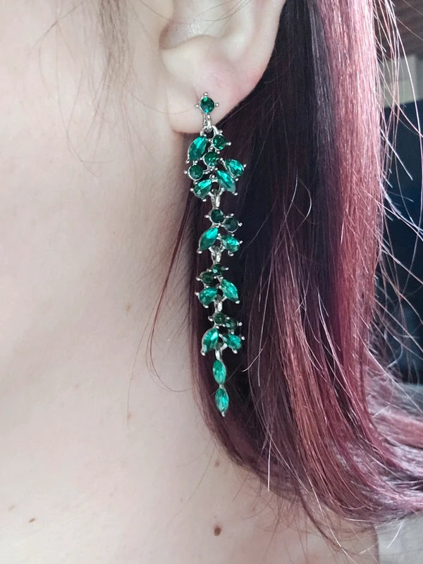 Boucles d'oreilles acier inoxydable - neuf - pierre strass vert et turquoise - pendante légère - chic et élégante