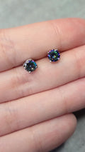 Boucles d'oreilles - neuf - argenté noir vert rose strass pierre holographique - chic tendance légère