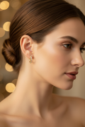 Boucles d'oreilles neuf - doré argenté strass - type petite créole - chic tendance légère
