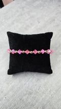 bracelet - neuf - fait main - femme ou fille - perles rose brillante doré