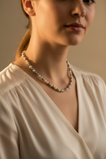 collier vintage - effet perles de culture blanche et gris nacré - chic élégant