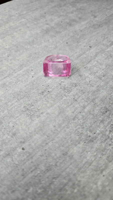 bague vintage - neuf - large bombée - carré - pop art rétro années 90 2000 - rose ou vert craquelé translucide