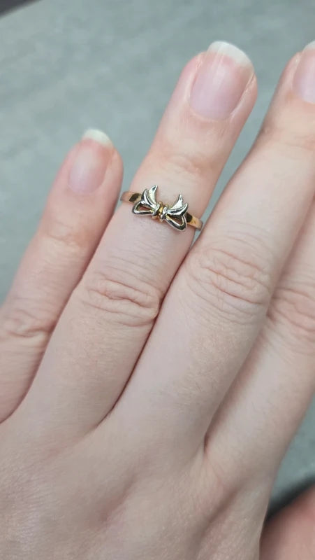 bague - neuf - doré argenté - noeud - fille ado femme doigt fin