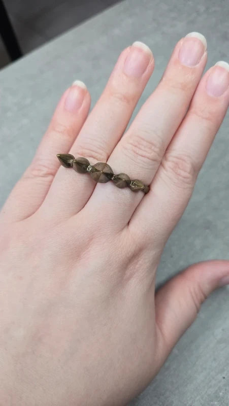 double bague - vintage - doré bronze - clou spikes rock punk edgy
