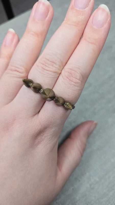 double bague - vintage - doré bronze - clou spikes rock punk edgy