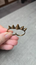 double bague - vintage - doré bronze - clou spikes rock punk edgy