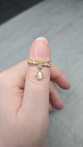 bague - neuf - doré argenté - effet diadème princesse - strass pampille charms pendentif goutte brillant - chic