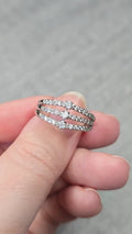 bague effet princesse - neuf - argentée triple rangée pavé strass brillant - effet diadème - luxe chic élégant