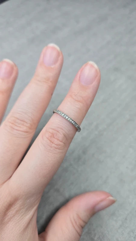 bague fine - neuf - argenté pierre brillante strass argenté - effet bague de fiançailles alliance