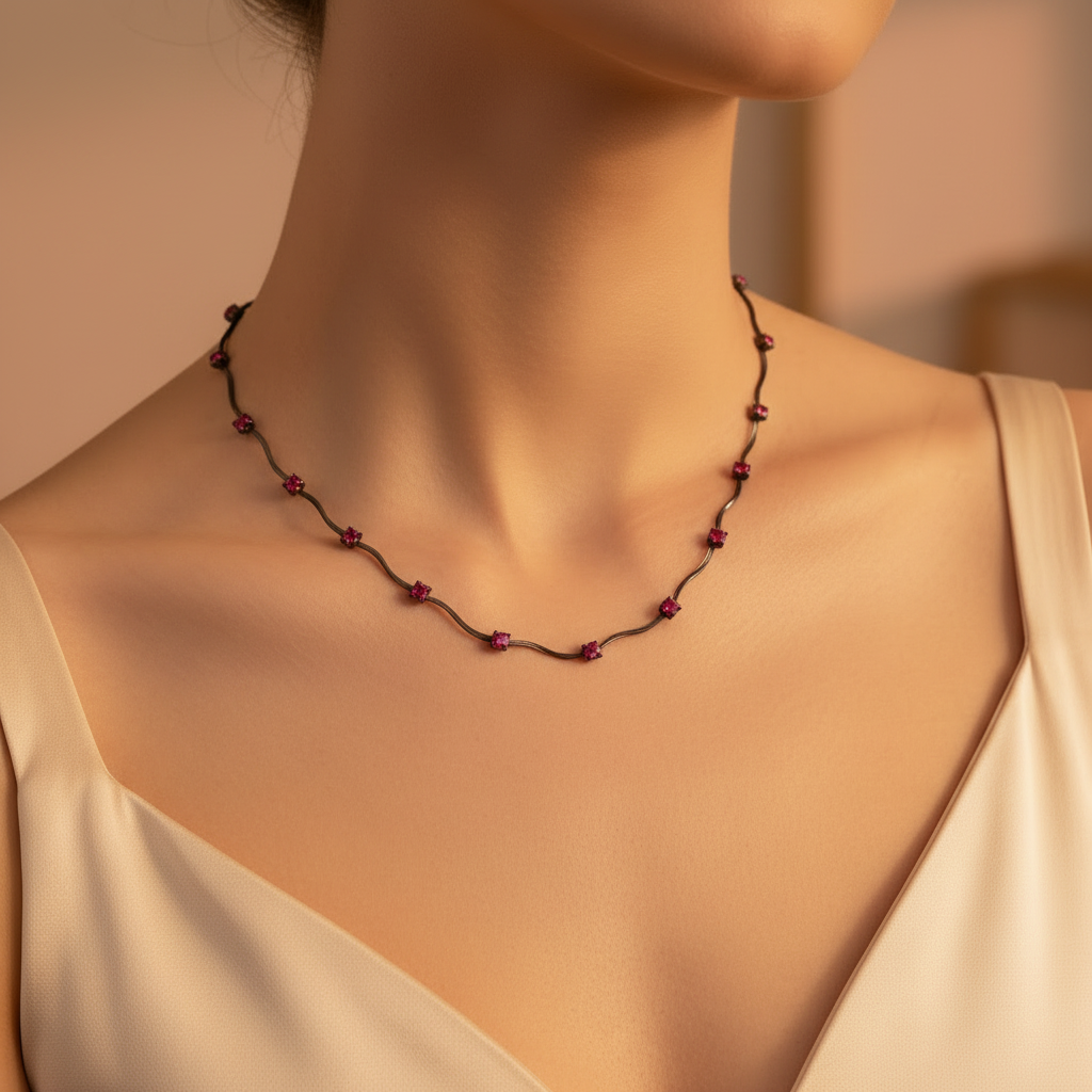 collier ras de cou vintage - neuf - noir pierres strass rouges ou argentés brillants - Y2K