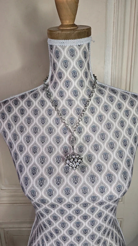 Collier vintage - neuf - chaine argenté - pendentif coeur pavé de strass pierres brillantes - amovible
