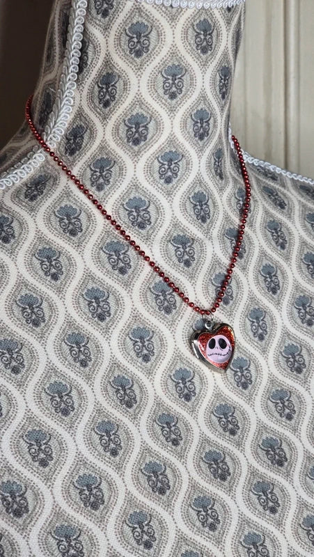 collier rare vintage - Disney Jack Skellington Sally - pendentif coeur ouvrant - officiel tim burton