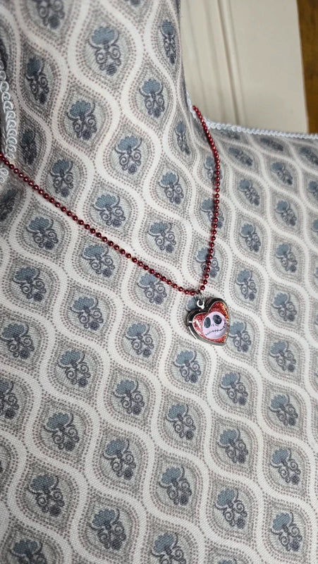 collier rare vintage - Disney Jack Skellington Sally - pendentif coeur ouvrant - officiel tim burton