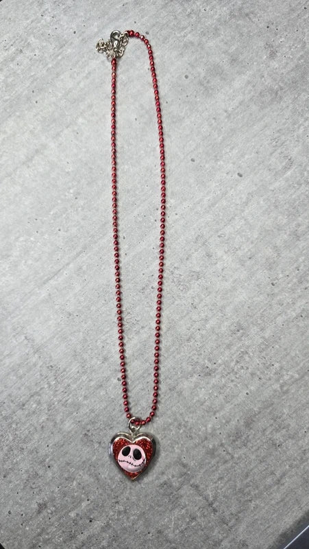 collier rare vintage - Disney Jack Skellington Sally - pendentif coeur ouvrant - officiel tim burton