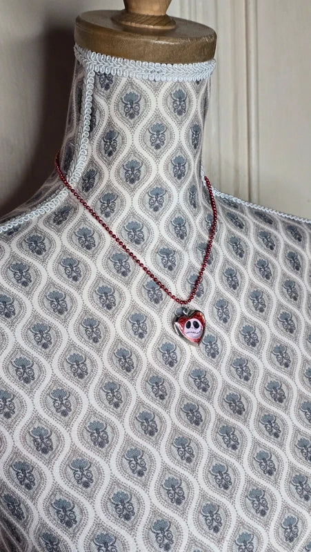 collier rare vintage - Disney Jack Skellington Sally - pendentif coeur ouvrant - officiel tim burton