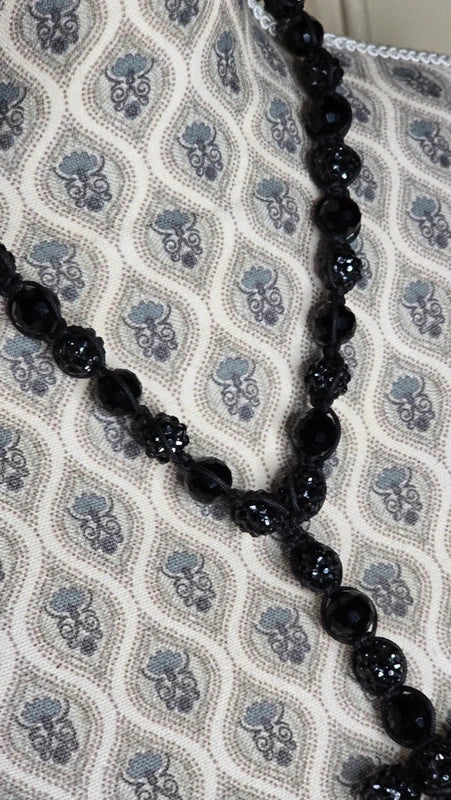 Collier vintage - neuf - pendentif croix chapelet - shamballa perles facette perles strass - ajustable - rock gothique
