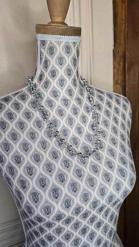 collier sautoir vintage - neuf - perles facettées -  argenté - modulable 3 positions - élégant chic