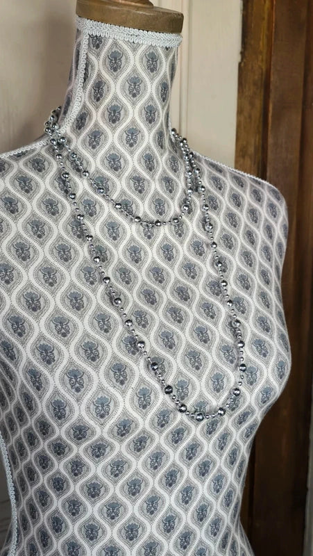 collier sautoir vintage - neuf - perles facettées -  argenté - modulable 3 positions - élégant chic