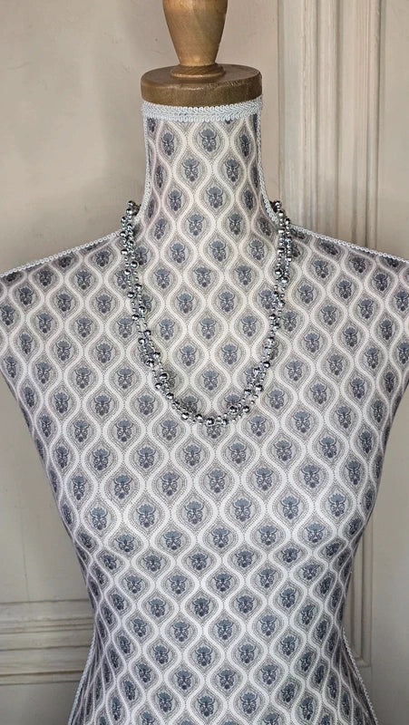 collier sautoir vintage - neuf - perles facettées -  argenté - modulable 3 positions - élégant chic