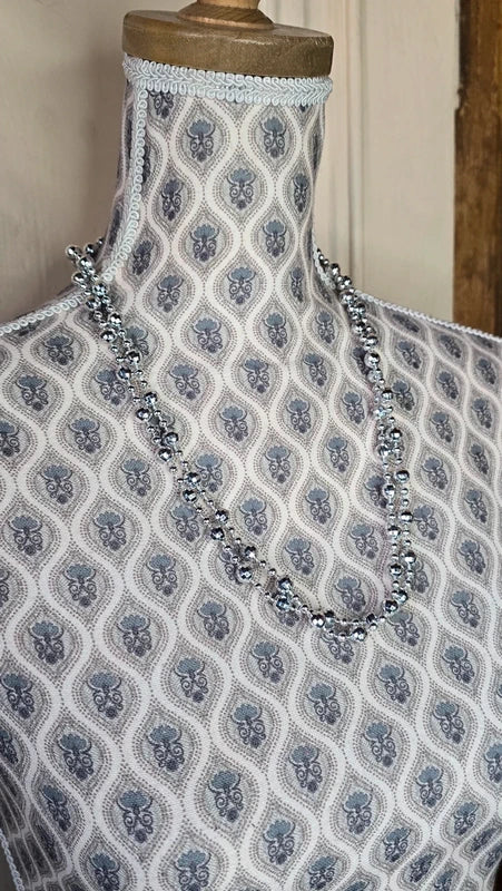 collier sautoir vintage - neuf - perles facettées -  argenté - modulable 3 positions - élégant chic