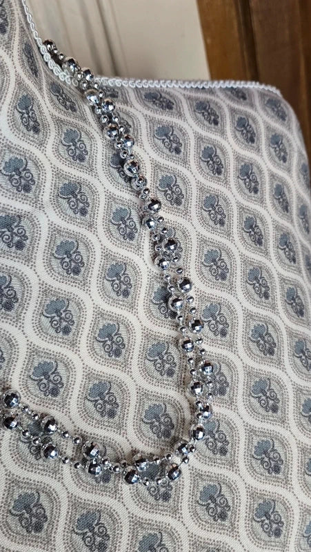 collier sautoir vintage - neuf - perles facettées -  argenté - modulable 3 positions - élégant chic