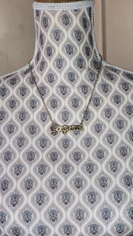 collier vintage - chaine doré argenté - pendentif gorgeous strass argenté - tendance glamour