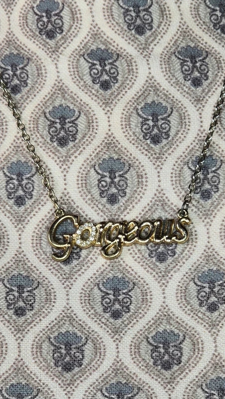 collier vintage - chaine doré argenté - pendentif gorgeous strass argenté - tendance glamour