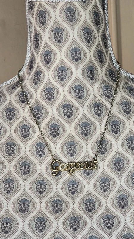 collier vintage - chaine doré argenté - pendentif gorgeous strass argenté - tendance glamour