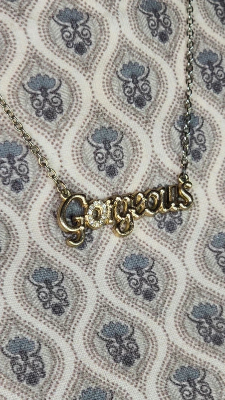 collier vintage - chaine doré argenté - pendentif gorgeous strass argenté - tendance glamour