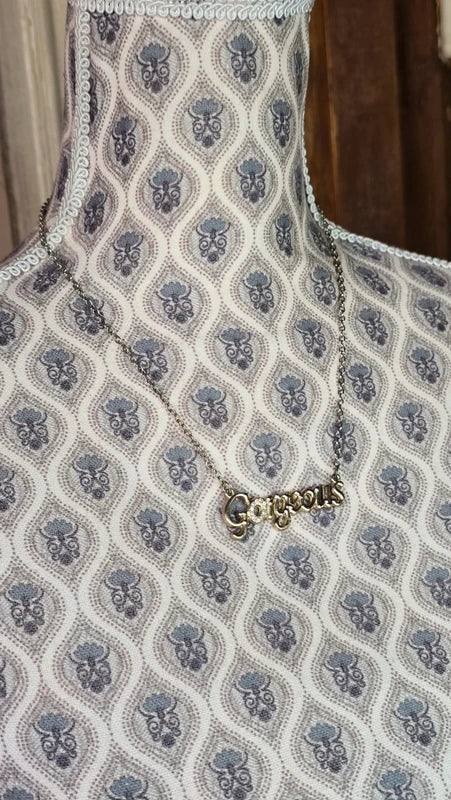 collier vintage - chaine doré argenté - pendentif gorgeous strass argenté - tendance glamour