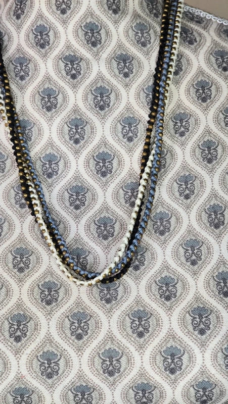 collier ou bracelet -  neuf - multi rang cordon tresse - perle métallique doré bronze - gris noir blanc - bohème tendance
