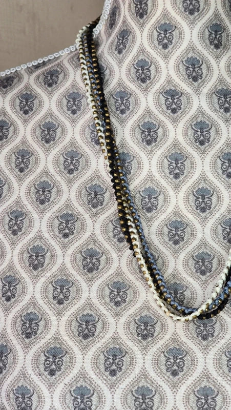 collier ou bracelet -  neuf - multi rang cordon tresse - perle métallique doré bronze - gris noir blanc - bohème tendance