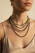 collier ou bracelet -  neuf - multi rang cordon tresse - perle métallique doré bronze - gris noir blanc - bohème tendance