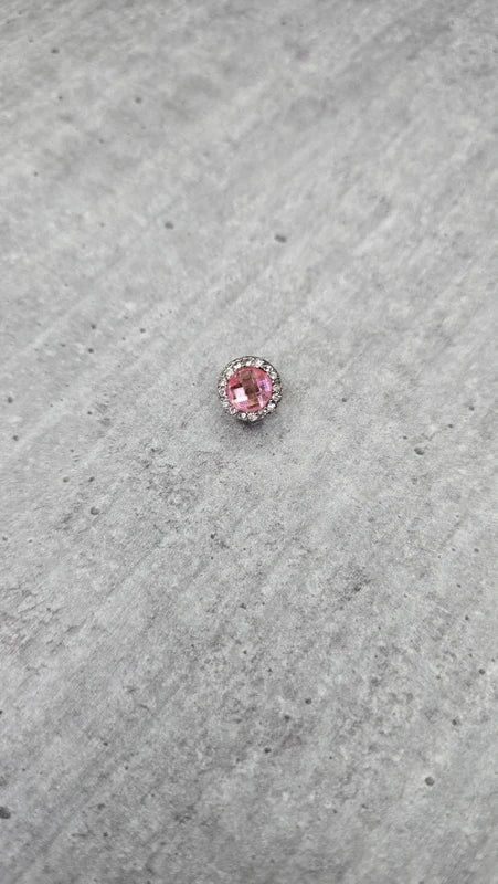 charm - neuf - pierre facette brillant rose strass argenté - bi face - acier inoxydable - coeur charms convient aux pandora