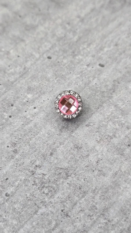 charm - neuf - pierre facette brillant rose strass argenté - bi face - acier inoxydable - coeur charms convient aux pandora