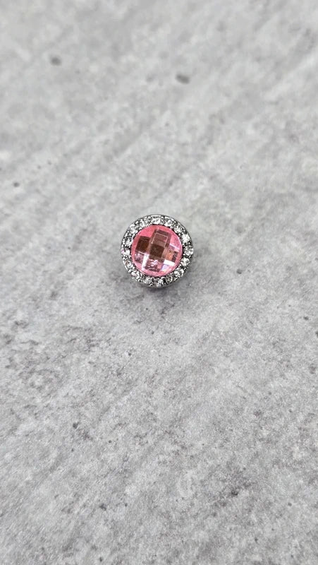 charm - neuf - pierre facette brillant rose strass argenté - bi face - acier inoxydable - coeur charms convient aux pandora