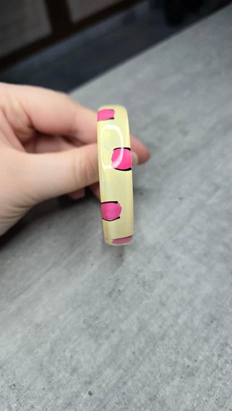 bracelet bangle vintage - neuf - orange étoile ou beige leopard rose ou blanc rétro pop art - esprit Y2K années 90 2000