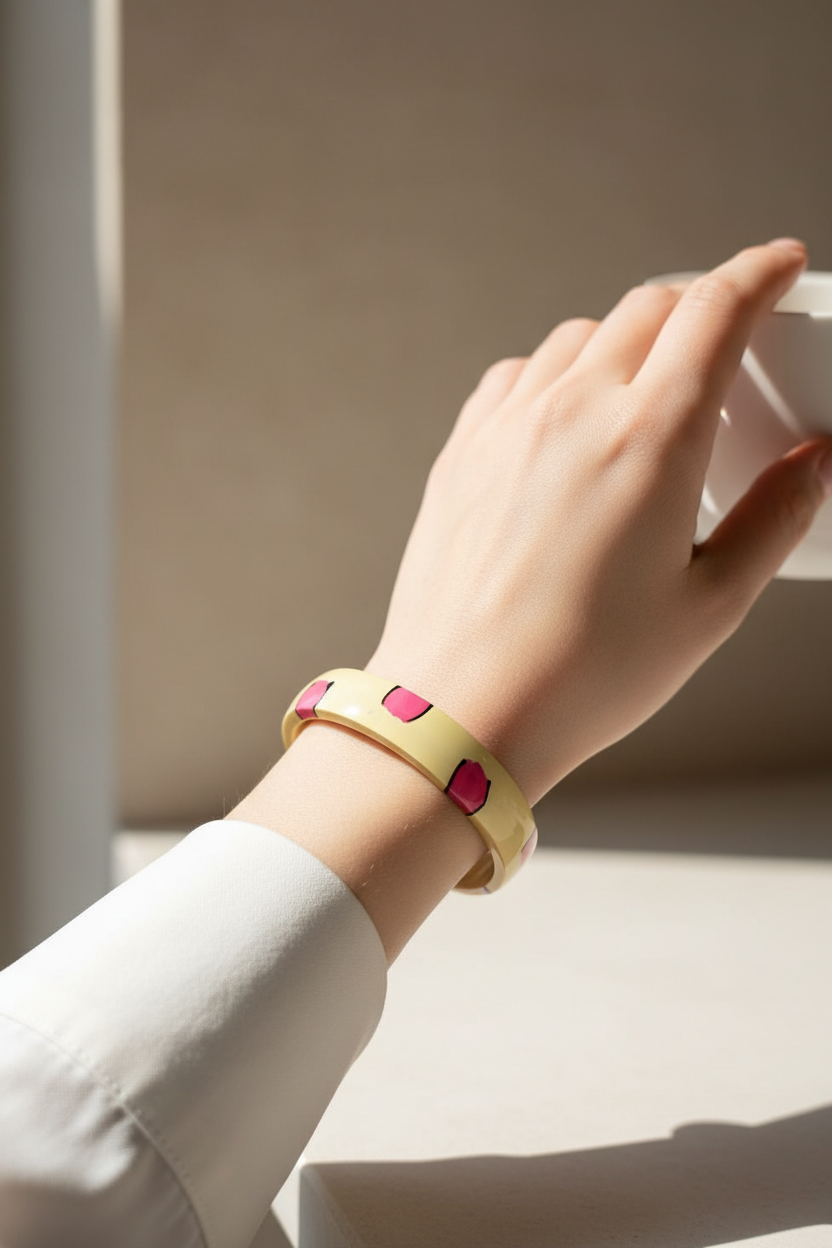 bracelet bangle vintage - neuf - orange étoile ou beige leopard rose ou blanc rétro pop art - esprit Y2K années 90 2000