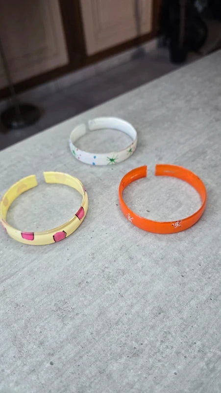 bracelet bangle vintage - neuf - orange étoile ou beige leopard rose ou blanc rétro pop art - esprit Y2K années 90 2000