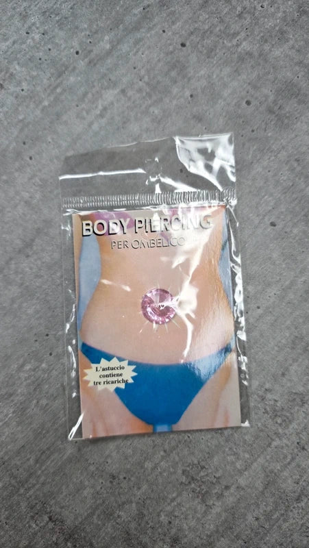 bijou de corps - neuf sous blister - faux piercing nombril strass rose
