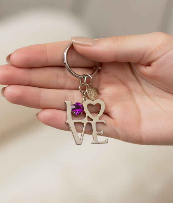 Porte clé cordon vintage - LOVE - doré strass rose fuchsia brillant coeur - bijou de sac ou téléphone - années 2000