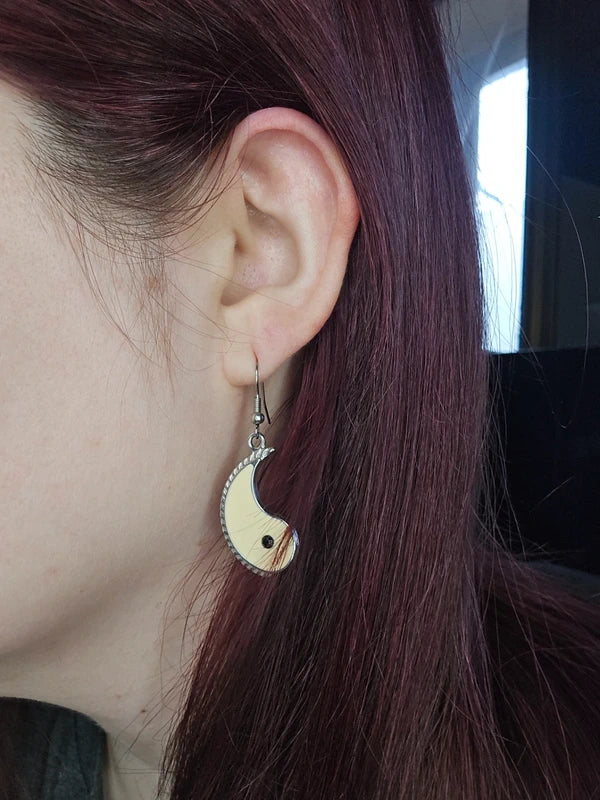 boucles d'oreilles vintage Y2K années 2000 - neuf - yin yang noir blanc strass - symbolique tendance légères