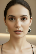 boucles d'oreilles vintage Y2K années 2000 - neuf - yin yang noir blanc strass - symbolique tendance légères